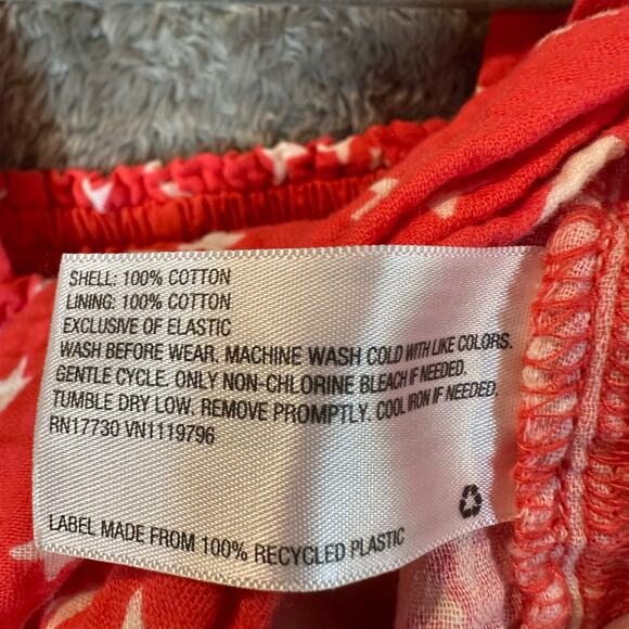 Cat & Jack Red White Star Pring Babydoll Top Muslin Cotton Girls L Large 10 12 - Picture 6 of 7